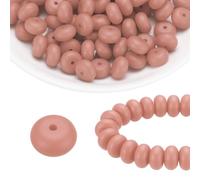 sourcing map 110 cuentas de silicona de 14 mm, cuentas focales de goma de lentejas a granel para bolígrafos, llaveros, pulseras, collares, manualidades, color rosa suave