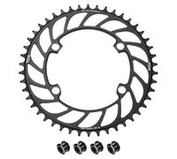 sourcing map 110BCD - Plato de bicicleta 46T 7/8/9/10/11 velocidades, 192 mm de diámetro, redondo, de aluminio, estrecho, con tornillos, para bicicleta de carretera MTB, color negro