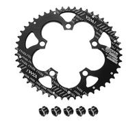 sourcing map 110BCD - Plato de bicicleta 50T 9/10/11/12 velocidades, 215 mm de diámetro, redondo, de aluminio, estrecho, con tornillos, para bicicleta de carretera MTB, color negro