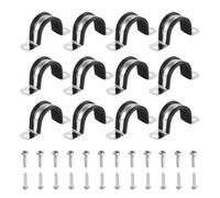 sourcing map 12 abrazaderas de cable de 32 mm, acero inoxidable 304 con revestimiento de goma aislado, correa de tubo con tornillos M4 x 20 mm para instalación de cables de manguera de tubo, color