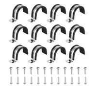 sourcing map 12 abrazaderas de cable de 38 mm, acero inoxidable 304 con revestimiento de goma, abrazaderas de cable aisladas, correa de tubo con tornillos M4 x 20 mm para instalación de cables de