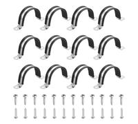 sourcing map 12 abrazaderas de cable de 48 mm, acero inoxidable 304 con revestimiento de goma aislado, correa de tubo con tornillos M4 x 20 mm para instalación de cables de manguera de tubo, color