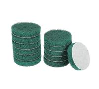 sourcing map 12 almohadillas de estropajo de grano 180 de 3 pulgadas, cepillo eléctrico de aro y bucle, disco de acondicionamiento de superficie para limpieza del hogar, cocina, color verde
