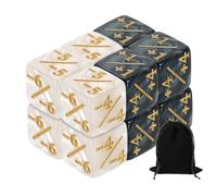 sourcing map 12 contadores de dados mágicos, juego de dados acrílicos D6 Life Token con bolsa de dados para tarjetas estándar, accesorios de juego, mármol blanco, mármol negro