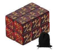 sourcing map 12 contadores de dados mágicos, juego de dados acrílicos D6 Life Token con bolsa de dados para tarjetas estándar, accesorios de juego, rojo y negro