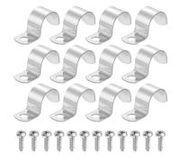 sourcing map 12 correas rígidas de tubo de 25 mm con un agujero, abrazadera de conducto de acero inoxidable 304, soporte en U grueso, abrazadera de tubo resistente con tornillos autorroscantes para