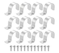 sourcing map 12 correas rígidas de tubo de 40 mm con un agujero, abrazadera de conducto de acero inoxidable 304, soporte en U grueso, abrazadera de tubo resistente con tornillos autorroscantes para