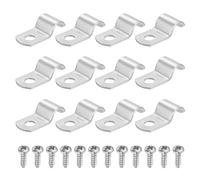 sourcing map 12 correas rígidas de tubo de 8 mm con un agujero, abrazadera de conducto de acero inoxidable 304, soporte en U grueso, abrazadera de tubo resistente con tornillos autorroscantes para