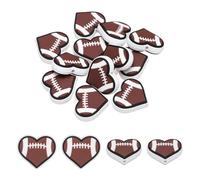 sourcing map 12 cuentas de silicona con forma de corazón de fútbol americano de 25 mm, cuentas sueltas de silicona de PVC con agujero de 3 mm para hacer llaveros, pulseras, collares, bolígrafos, color