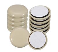 sourcing map 12 deslizadores de plástico para muebles, protectores redondos autoadhesivos para patas de muebles, sillas de mesa, tazas de pie, deslizadores reutilizables para moquetas, color beige