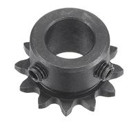 sourcing map 12 Dientes Piñón Tipo B Único Filamento 1/4" Paso, 12mm Calibre Negro Óxido C45 Carbono Acero con 2 Fijación Tornillos para ISO 04C