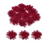 sourcing map 12 flores de gasa de 7,6 cm, color burdeos, flores artificiales para manualidades, ropa, diademas de graduación, boda, hogar, fiesta de cumpleaños