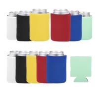 sourcing map 12 fundas para enfriadores de latas de cerveza, fundas de neopreno en blanco, plegables, aisladas, reutilizables, para botellas de 10 onzas, Seltzer, bricolaje, playa, picnic, fiesta