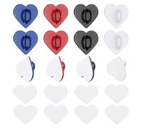 sourcing map 12 ganchos de corazón para teléfono, soporte adhesivo para teléfono celular, bucle de agarre de metal para funda de bricolaje, tablet, 16 mm, rojo/azul oscuro/blanco/negro