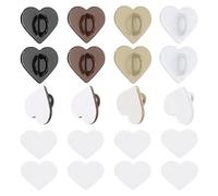 sourcing map 12 ganchos de corazón para teléfono, soporte adhesivo para teléfono celular, bucle de agarre de metal para funda de bricolaje, tablet, 16 mm, marrón claro/marrón/blanco/negro