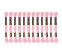 sourcing map 12 madejas de hilo de bordar de 8 m cada uno de hilo de algodón egipcio de fibra larga para punto de cruz 26S/2 x 6 para proyectos de bordado de pulsera, color rosa claro