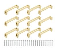 sourcing map 12 manijas de gabinete de cocina, 3-3/4 pulgadas (96 mm) centro de agujero de aleación de zinc, tiradores de cajón con tornillos para armario, tocador, armario, color dorado