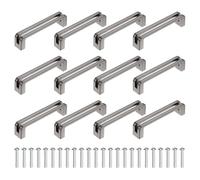 sourcing map 12 manijas de gabinete de cocina, 3-3/4 pulgadas (96 mm) centro de agujero de aleación de zinc, tiradores de cajón con tornillos para armario, tocador, armario, color gris