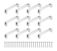 sourcing map 12 manijas de gabinete de cocina, 3-3/4 pulgadas (96 mm) centro de agujero de aleación de zinc, tiradores de cajón con tornillos para armario, tocador, armario, color plateado cepillado