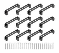 sourcing map 12 manijas de gabinete de cocina, 3-3/4 pulgadas (96 mm) con agujero central de aleación de zinc, tiradores de cajón con tornillos para armario, tocador, armario, color negro mate