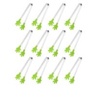 sourcing map 12 mini pinzas de silicona, pinzas pequeñas de 12,5 cm con forma de mano para alimentos, mango de acero inoxidable con antideslizante para cocina, dulces, cubitos de hielo, ensalada