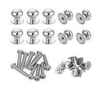 sourcing map 12 mm de diámetro de la cabeza de 12 mm de mango redondo, 10 piezas de aleación de zinc para tiradores de cajón, caja de regalo, pomos de puerta de gabinete con tornillos, tono plateado