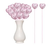 sourcing map 12 palillos con purpurina en forma de corazón con forma de corazón con forma de corazón para decoración de San Valentín, boda, suministros de jarrón, arreglos florales, manualidades (rosa