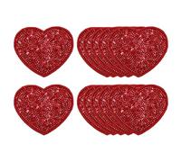 sourcing map 12 parches de lentejuelas con forma de corazón para planchar, 2.7 x 2.4 pulgadas, parches de lentejuelas bordados para reparación de ropa, mochila, decoración de zapatos, color rojo