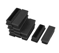 sourcing map 12 Pcs Inserciones de Tubo de rectángulo 20mm x 60mm Negro