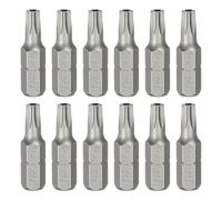 sourcing map 12 puntas de destornillador Torx T25 de 1/4 de pulgada de vástago hexagonal de 25 mm de longitud, estrella de acero S2 de 6 puntos de cabeza hexagonal con agujero para destornillador