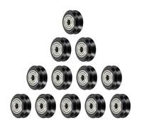 sourcing map 12 ruedas para impresora 3D con ranura en V POM, ruedas de pórtico sólidas de alta velocidad con polea de plástico 625zz rodamiento lineal para impresora 3D, máquina CNC, negro, 5 mm