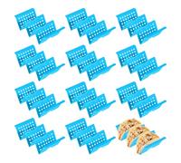 sourcing map 12 soportes para tacos, soporte hueco de plástico que puede contener 3 platos blandos/duros para suministros de fiesta, apto para lavavajillas y microondas, color azul