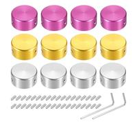 sourcing map 12 tapas de botón de pedal de guitarra, cubierta superior de metal de 3/8 pulgadas, multicolor para botones de pedal de efectos de guitarra, rojo, dorado, plateado