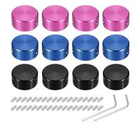 sourcing map 12 tapas de botón de pedal de guitarra, cubierta superior de metal de 3/8 pulgadas, multicolor para botones de pedal de efectos de guitarra, rojo, negro, azul