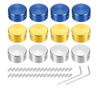 sourcing map 12 tapas de botón de pedal de guitarra, cubierta superior de metal de 3/8 pulgadas, multicolor para botones de pedal de efectos de guitarra, azul, dorado, plateado