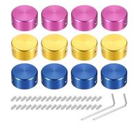 sourcing map 12 tapas de botón de pedal de guitarra, cubierta superior de metal de 3/8 pulgadas, multicolor para botones de pedal de efectos de guitarra, rojo, dorado, azul