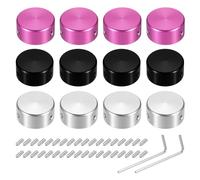 sourcing map 12 tapas de botón de pedal de guitarra, cubierta superior de metal de 3/8 pulgadas, multicolor para botones de pedal de efectos de guitarra, rojo, negro, plateado