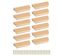 sourcing map 12 tiradores de madera para cajones, 64 mm, distancia entre agujeros, de madera de haya, tiradores de cajón para armarios de cocina, aparadores, muebles, color madera
