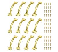 sourcing map 12 tiradores de puerta de 5.4 pulgadas con tornillo, tiradores de cajón vintage curvados de metal para muebles, armarios, cajones, armarios, armarios, color dorado
