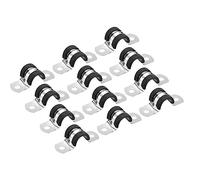 sourcing map 12 Uds 14 mm(9/16") Cable Abrazadera, Caucho Tubería Correa Caucho Acolchado 304 Acero Inoxidable Manguera Abrazadera U Forma Metal Tubo Soporte para Tubo Tubería Alambre