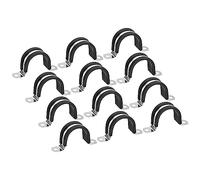 sourcing map 12 Uds 38 mm(1-1/2") Cable Abrazadera, Caucho Tubería Correa Caucho Acolchado 304 Acero Inoxidable Manguera Abrazadera U Forma Metal Tubo Soporte para Tubo Tubería Cable