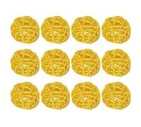 sourcing map 12 Uds Mimbre Ratan Bolas Decorativas Bolas 2 Pulgadas para Florero Rellenos, Boda, Jardín, Pasillo Fiesta,Amarillo