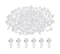 sourcing map 120 tornillos autorroscantes de plástico PC transparente, tornillos Phillips de cabeza redonda M3 x 10 mm para accesorios de máquina, transparente