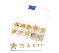 sourcing map 120uds Metal Estrella Tachuelas Garra 5 Garras Dorado Mano Prensado Punk Tachuelas Garra Cuentas Remaches Pernos Tapa Clavo Cabeza con Grande Ojo Agujas para Cuero Ropa Bolso