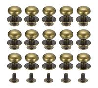 sourcing map 12mm Bola Cabeza Perno Remaches Tornillo Espalda, 15 Paquete Redondo Cabeza Botón Pezón Remache para Bricolaje Cuero Artesanía Bolso Cinturón, Bronce Tono