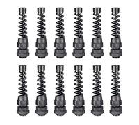 sourcing map 12Pcs PG7 Cable Gland Negro Junta de plástico resistente al agua con alivio de tensión para alambre de 3 mm a 6,5 mm de diámetro