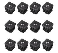 sourcing map 12uds Inserciones para Cuadrados Tubos con M6 Rosca, para 0,59" x0,59 OD Cuadrado Tubo, Cuadrado Negro Plástico Tapón Rueda Inserción Silla Extremo Tapas Muebles Pata Tapón