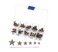 sourcing map 130uds Metal Estrella Tachuelas Garra 5 Garras Bronce Mano Prensado Punk Tachuelas Garra Cuentas Remaches Pernos Tapa Clavo Cabeza con Grande Ojo Agujas para Cuero Ropa Bolso