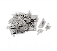 sourcing map 14 conjuntos de metal de 2 x AA pilas placa muelle negativo positivo tono Plata