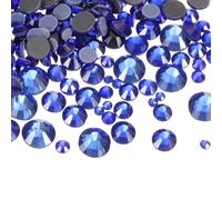 sourcing map 1450 piezas de diamantes de imitación termoadhesivos con parte trasera plana, kit de arte de uñas para manualidades, ropa, decoración de bricolaje, 5 tamaños (juego SS6-SS30, azul oscuro)